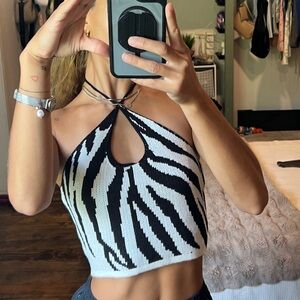 Zebra knitted crop top
